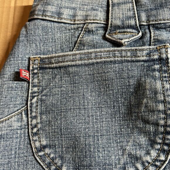 Vtg London Blue Vigoss Jean Skirt Size 1X Blue Denim Lace Up Front Slits Pockets - Picture 6 of 16
